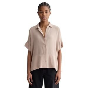 Everlane The Boxy Shirt in Washable Silk in Taupe size 0 NWT